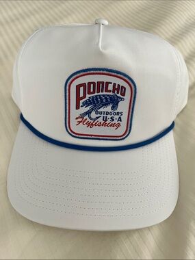Poncho Flyfishing White & Blue Trucker Hat
